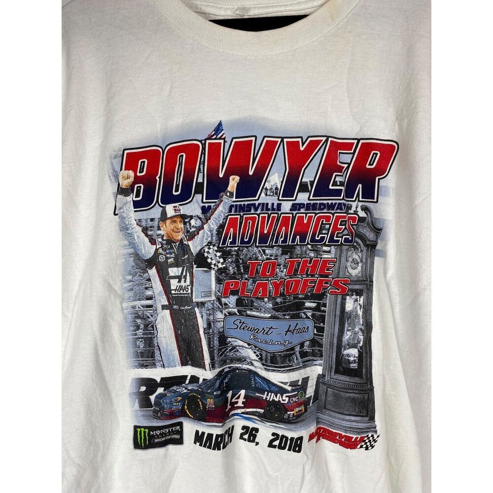 Clint Bowyer T Shirt Size 2XL XXL Graphic Stewart Haas Racing Crewneck